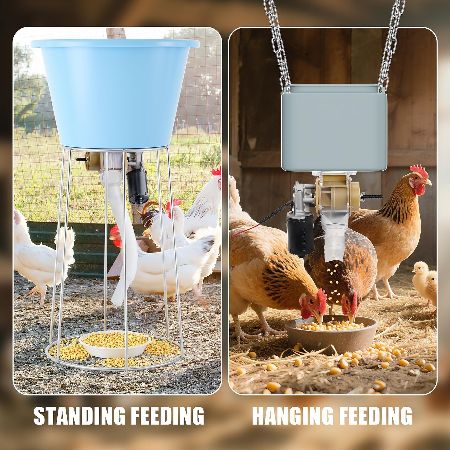 Automatic Poultry Feeder，16 Groups Automatic Chicken Feeder，Timed Feeder for Chickens, Ducks, Geese, Pigeons, Dogs, Fish, Cat