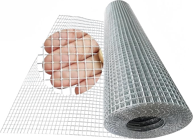 Galvanized Welded Wire Mesh Roll, 16in x 35ft, 1/4 Inch 23 Gauge Hardware Cloth - Garden Fencing for Rabbits, Chickens, Snakes, Gophers, Raccoons & Small Critters - Cage, Enclosure, Pest Barrier