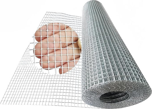 Galvanized Welded Wire Mesh Roll, 16in x 35ft, 1/4 Inch 23 Gauge Hardware Cloth - Garden Fencing for Rabbits, Chickens, Snakes, Gophers, Raccoons & Small Critters - Cage, Enclosure, Pest Barrier