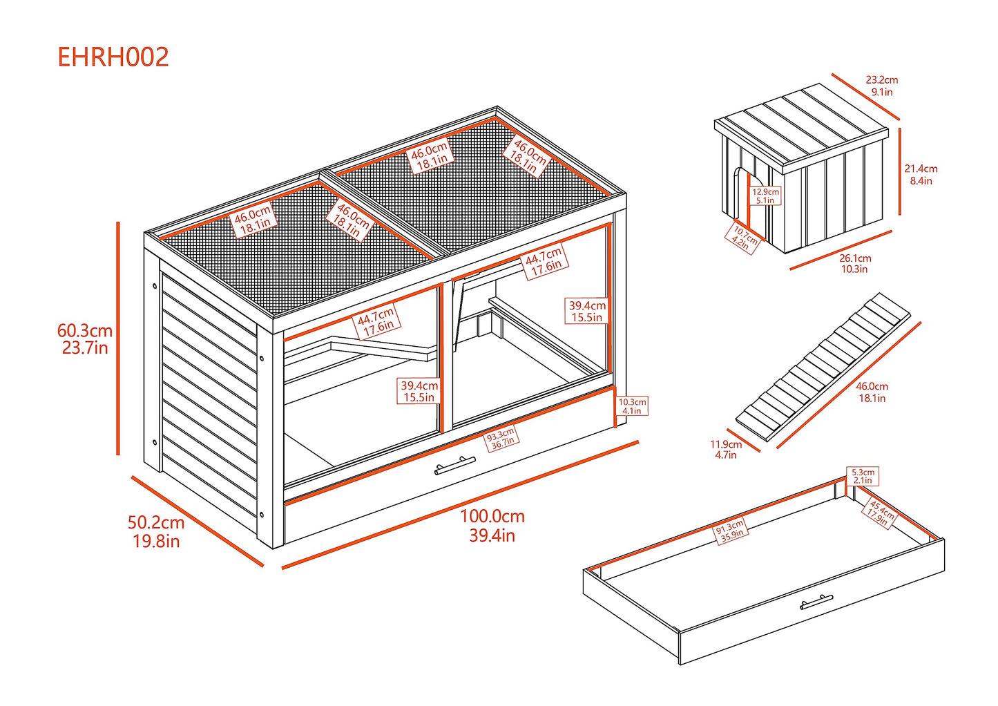 New Age Pet ECOFLEX Park Avenue Indoor Rabbit Hutch - Durable Composite with Scratch-Resistant Polycarbonate Panel, Stainless Steel Mesh Lid, Easy Assembly, 2 Rabbits Capacity