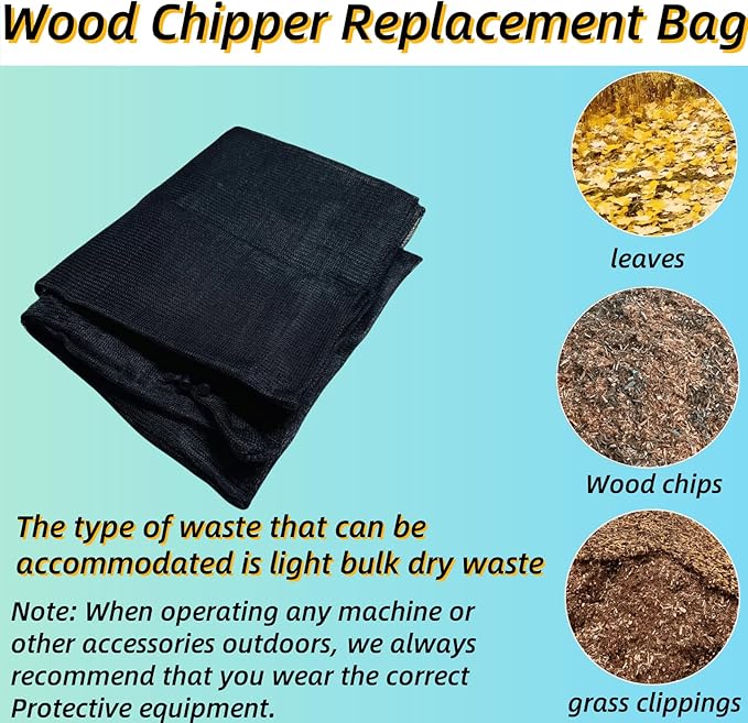 Large Capacity 24 x54" Wood Chipper Collection Bag, Reusable Leaf Mulcher Collection BagSuitable for Park Lawn Wood Chipper, Replacement Bag，Adjustable Opening Shredder Covers Collection Bag