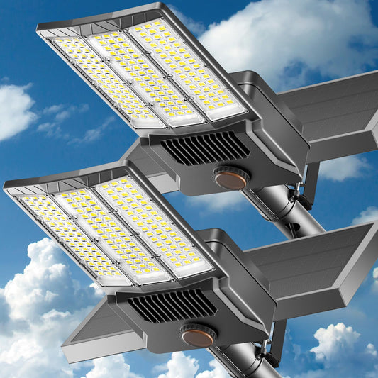 Adewalk 8000W Solar Street Light, Commercial Grade Street Lights Outdoor Dusk to Dawn, Street Lights Outdoor with Motion Sensor and Remote Control, Solar Parking Lot Lights for Yard, Country 2 Pack