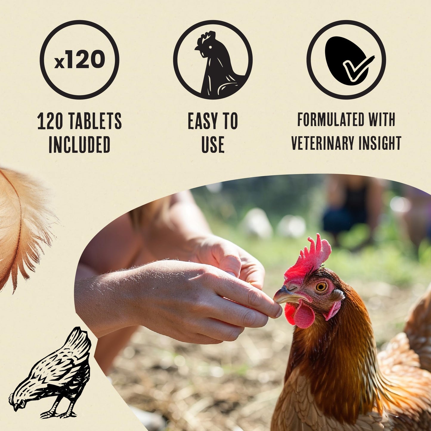 Roosty's Naturals De-Wormer for Chickens | 120 Count | All-Natural Formula | US-Made Chicken Wormer, Poultry De-Wormer |