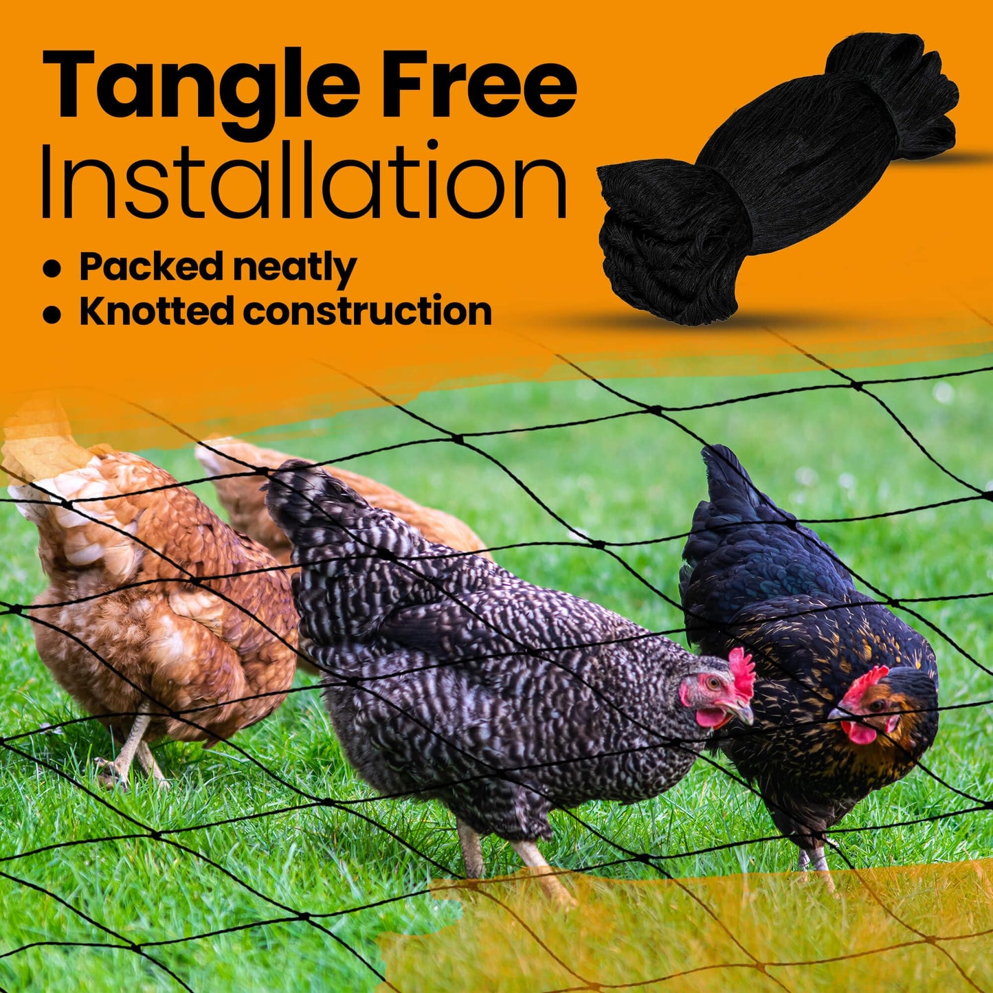 Harvesto Heavy Duty Bird Netting for Chicken Coops & Runs | Tree & Garden Netting Mesh 1-1/2" | Keep Hawks, Birds & Predators Away | Bird Netting for Blueberry Bushes, Vegetables & Fruit (50' x 150')