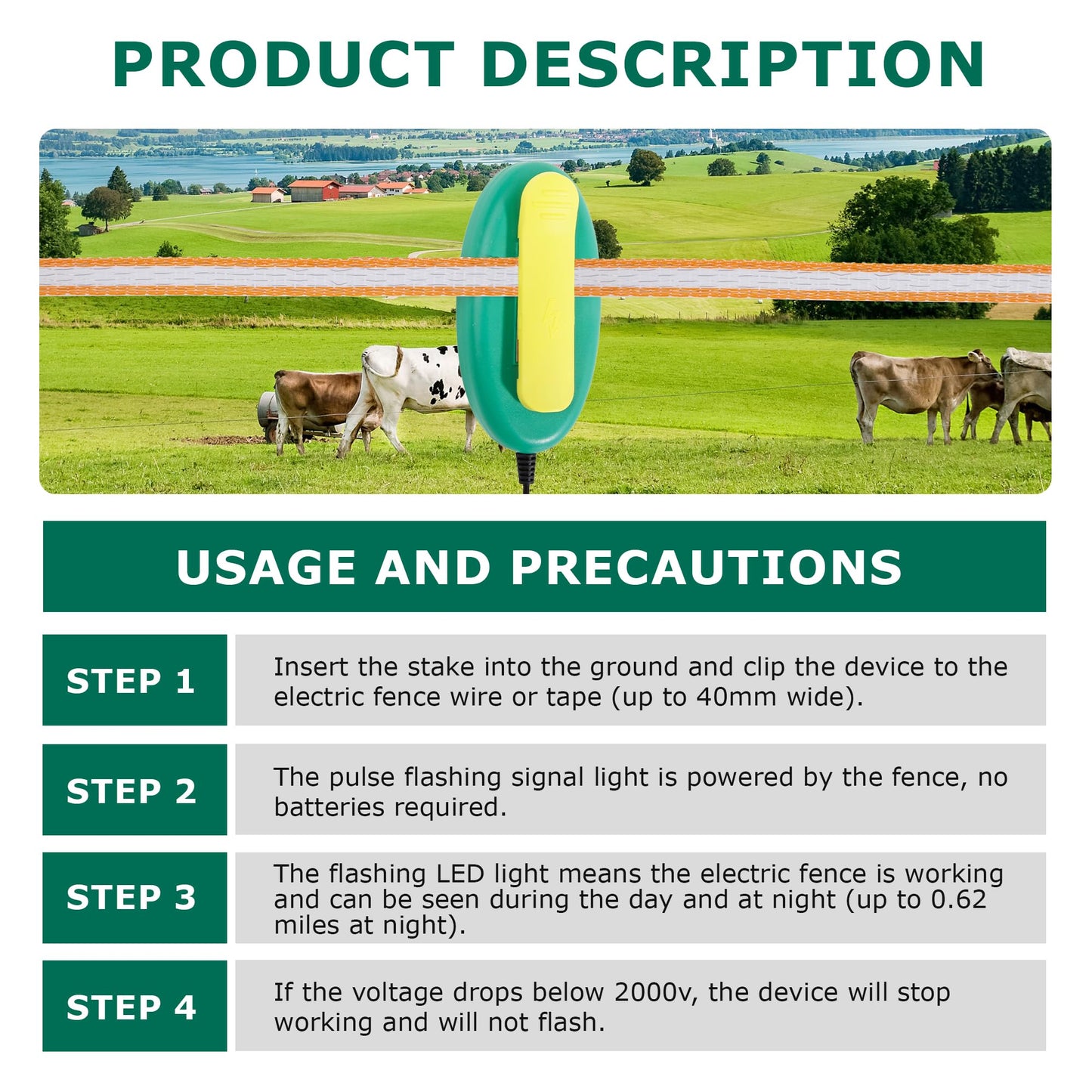 5 Pack Detects Electric Fence Energizer Pulse Flash Signal LED Light | Tester Indicator for pulsed energizers | Alert Device That Clips to Wire or Tape Fences