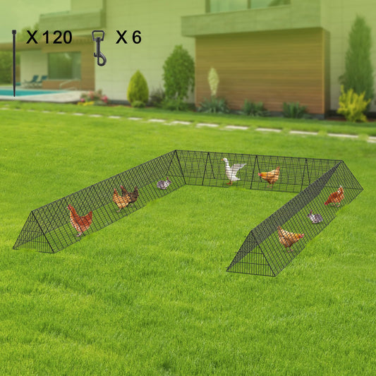 VEVOR 236.2 x 157.5 x 24.2 inch(LxWxH) Chicken Tunnels for Yard, Portable Chicken Run with Corner Frames, 2 Sets, Suitable for Chickens, Ducks, Rabbits