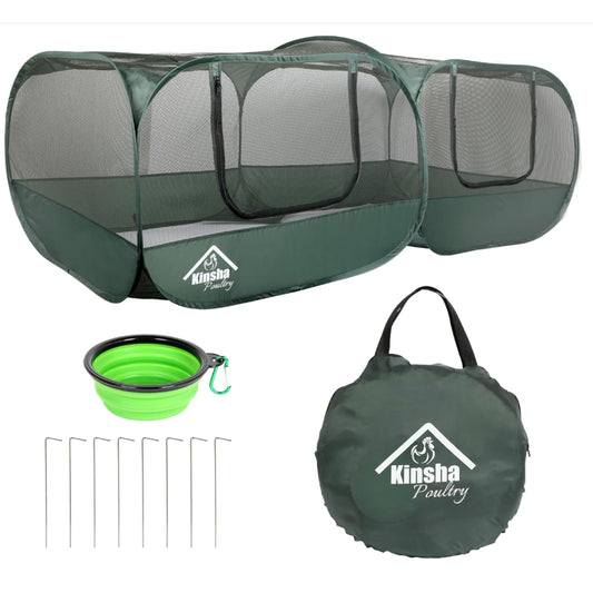 Kinsha Portable Chicken Coop Chicken with a New Upgraded Detachable Bottom Cover for Small Animals Foldable Outdoor Indoor Enclosure Chicken Pen- and Complete with a Feeder Bowl and Storage Bag