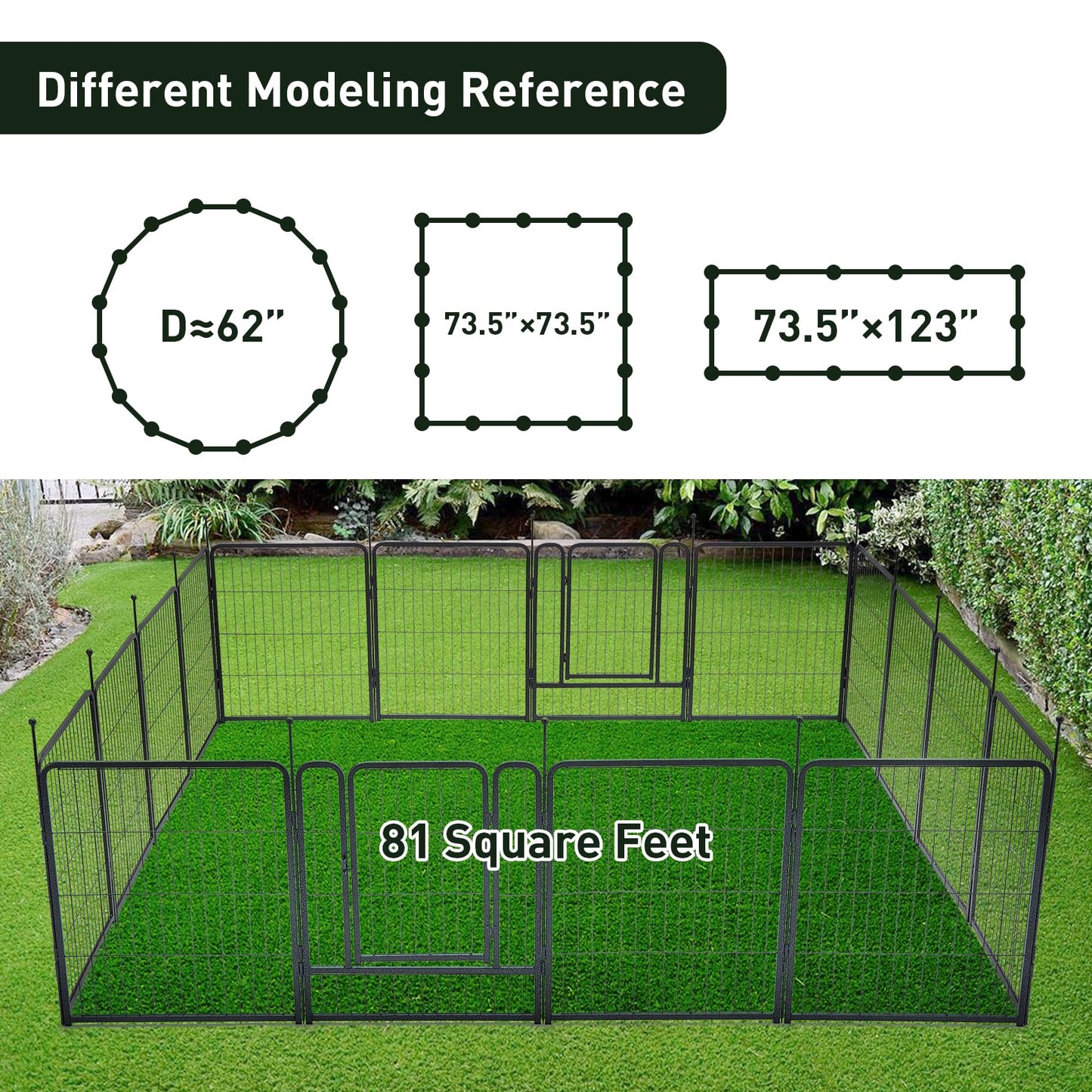 mestyl Dog Playpen, 40" Height 16 Panels Outdoor Pet Play Pen, Big Dog Exercise Play Pen for Large/Medium/Small Dogs, Foldable Puppy Pen for Indoor, Camping, RV, Anti-Rust Paint Finish, Quick Install