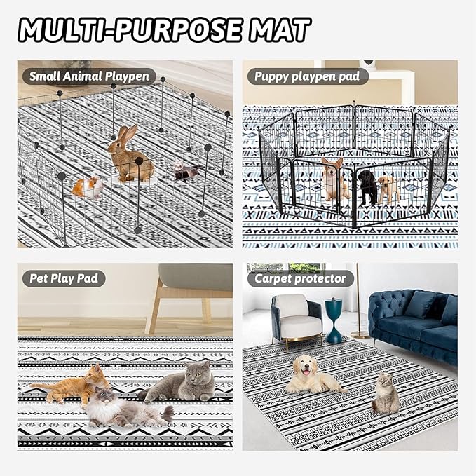 BNOSDM 78.7 in Rabbit Cage Liners Washable Reusable Bunny Bedding Pets Dog Whelping Pads with Anti Slip Bottom Pad Rug for Dogs Chinchillas Cats Guinea Pigs Ferrets