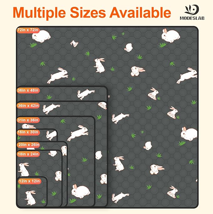 2-Pack Washable Pee Pads for Dogs, 36in x 42in Puppy Traning Pads Leakproof Guinea Pig Cage Liner Rabbit Cage Absorbing Bedding Reusable Anti-Slip Rug Mat for Crate