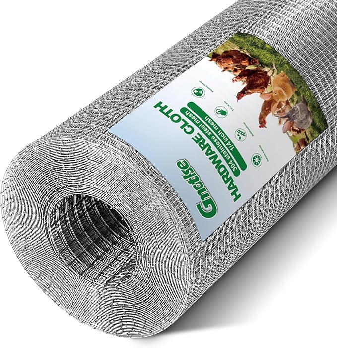Hardware Cloth 1/4 inch 23 Gauge Large Size 304 Stainless Steel mesh Chicken Wire Welded Fencing Wire Mesh Roll Garden Fence 24in×98ft