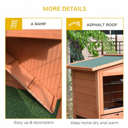 Pawhut 40" Wooden Rabbit Hutch Small Animal House Pet Cage