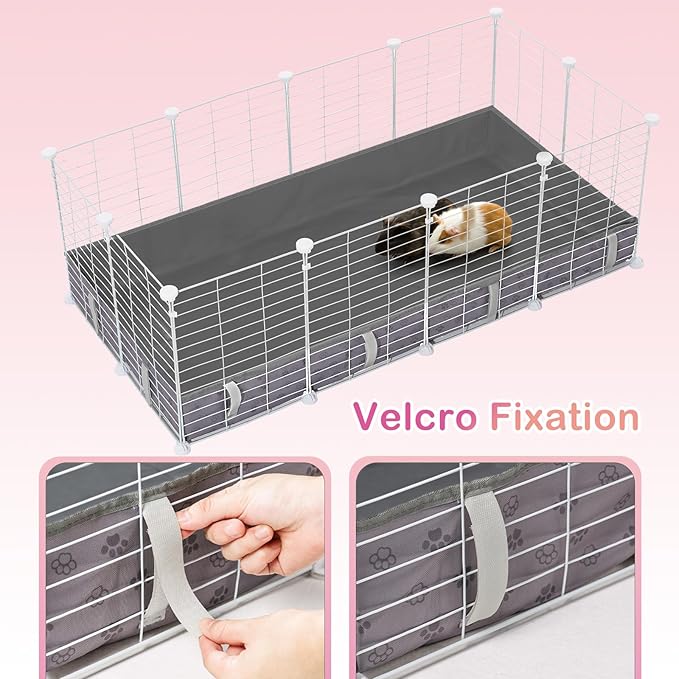 Waterproof Guinea Pig Cage Liner,Washable Tarp Bottom Base,Cage Liners for Small Animals,Hamster Chinchilla Hedgehog Ferret Rabbit. (Dark Grey-Paw, 24" X 48")