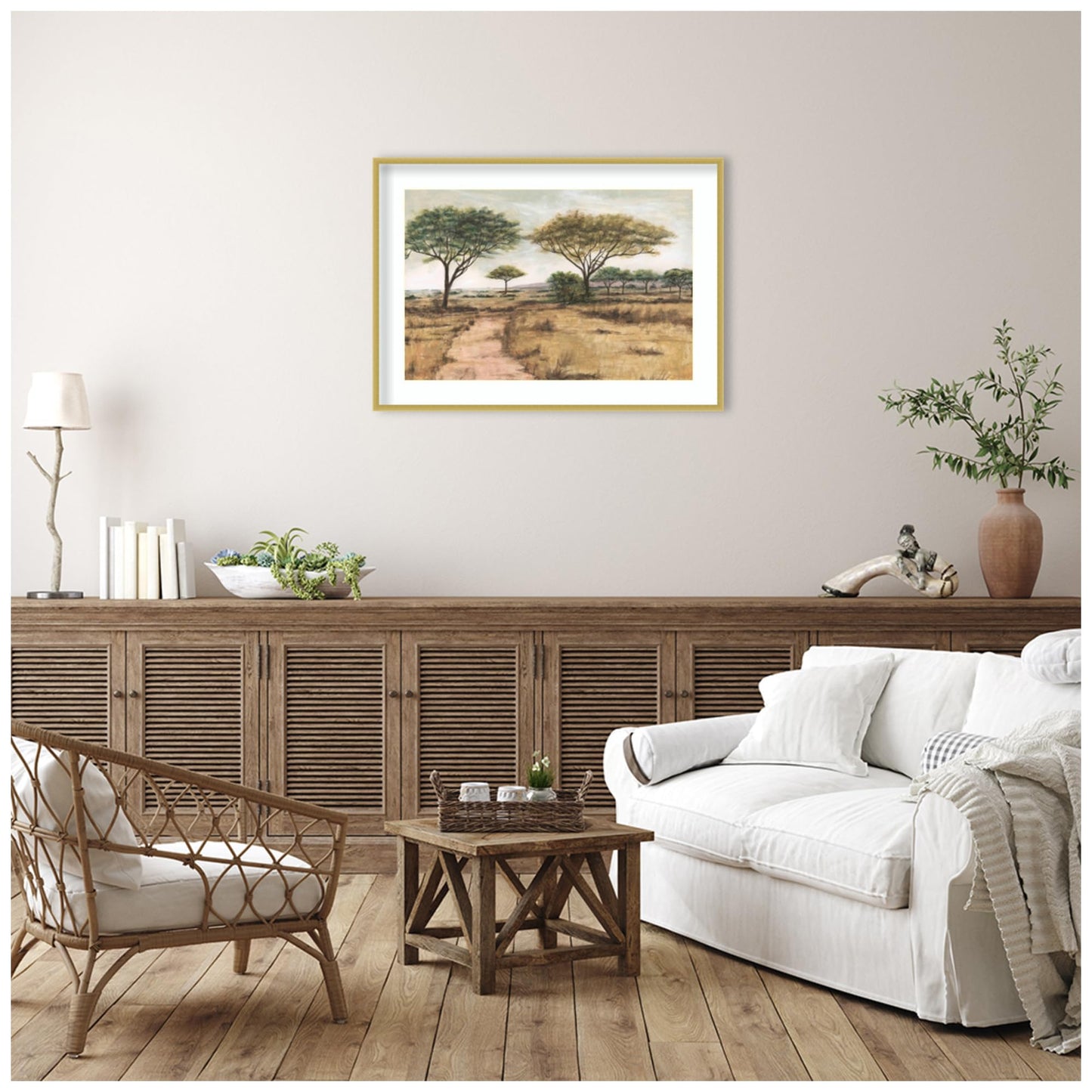 Amanti Art Framed Wall Art Print 30x41 Savanna Plain I by Michael Willett, Landscapes Wall Art, Rustic Farmhouse Decor, X-Large Poster Painting Artwork for Living Room, Bedroom, Bathroom, Kitchen
