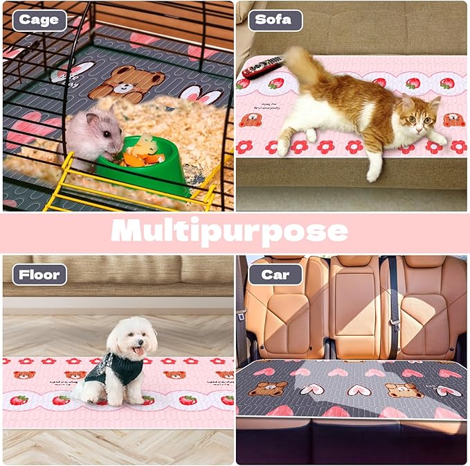 4 Pcs Guinea Pig Cage Liner, Washable Guinea Pig Bedding,Reusable Rabbit Bedding Waterproof Guinea Pig Pee Pads, Absorbent Guinea Pig Bedding for Small Animals Hamster Rabbit Squirrel Cage 47“
