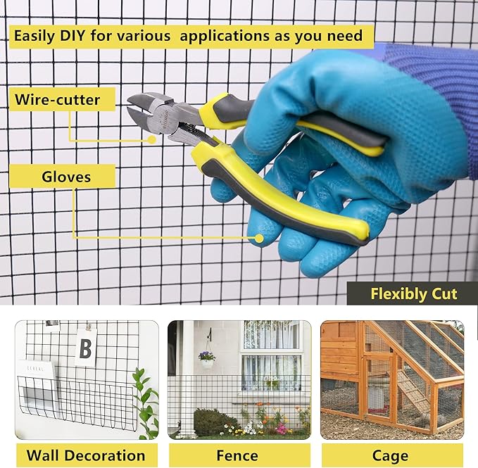1/2inch Hardware Cloth 24 x 50 ft 19 Gauge Black Vinyl Coated Wire Mesh Roll Welded Wire Fence Roll Poultry Netting Snake Fence Rabbit Cages Rodent Wire Chicken Wire Fencing Gopher Wire Cloth