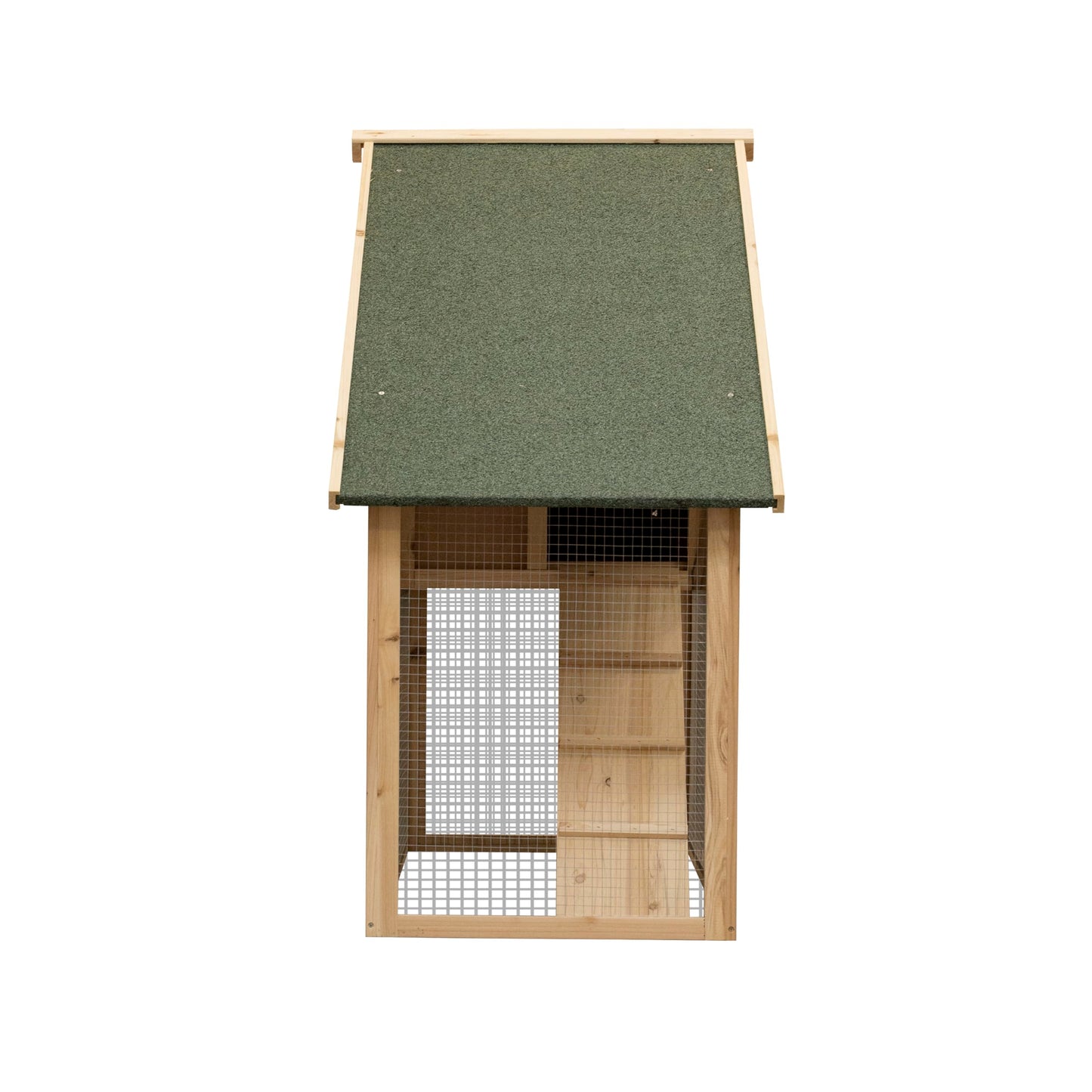 SPOFLYINN 5" 2-Tier Outdoor Wooden Rabbit Hutch with Ramp Waterproof Roof Removable Tray Rabbit Cages for Rabbits Chicken Guinea Pigs Natural