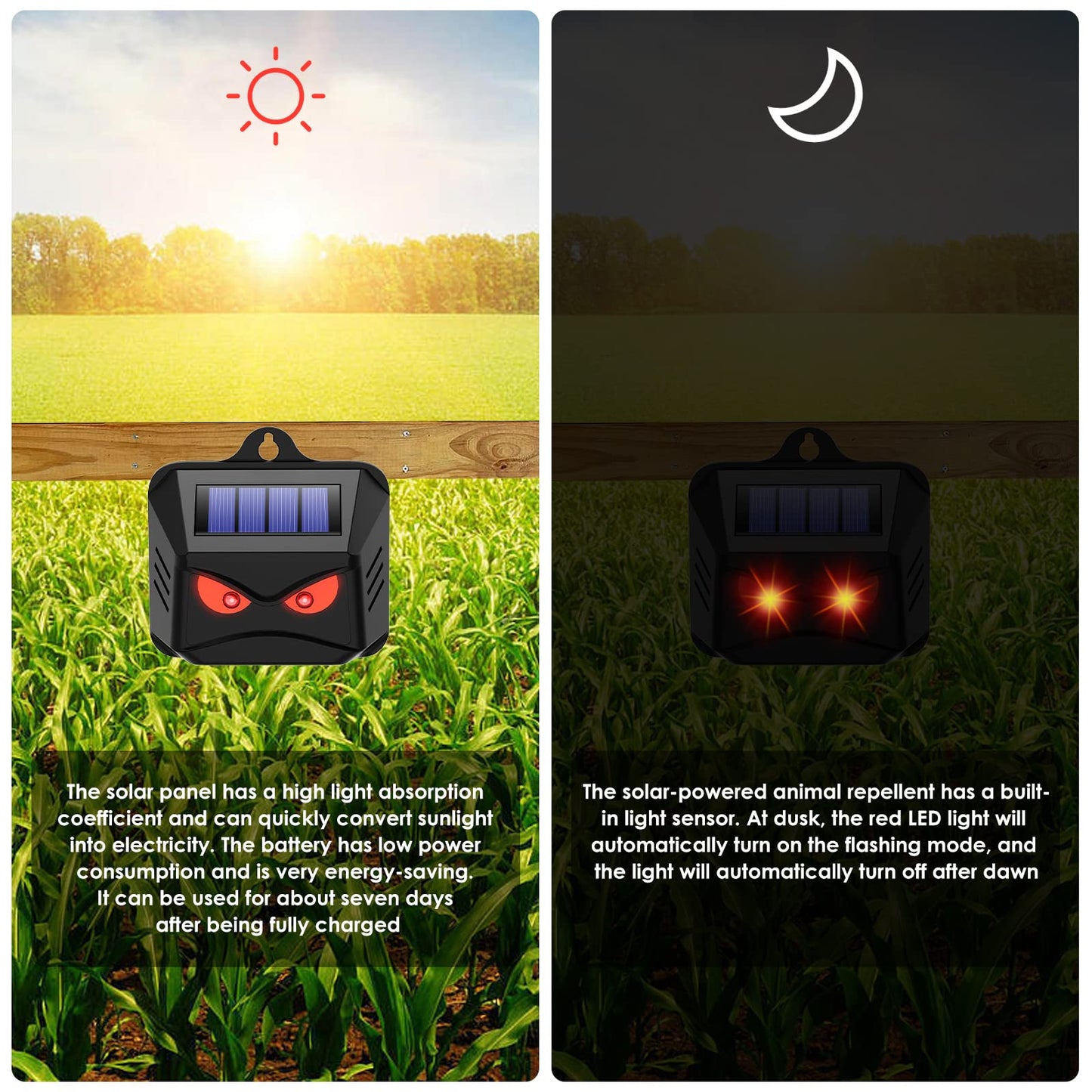 4 Pack Solar Nocturnal Animal Repeller Outdoor, Predator Lights for Chicken Coop,Solar Predator Eyes Animal Deterrent Lights for Deer Coyote Raccoon Fox Skunk Repellent for Yard Garden Guard