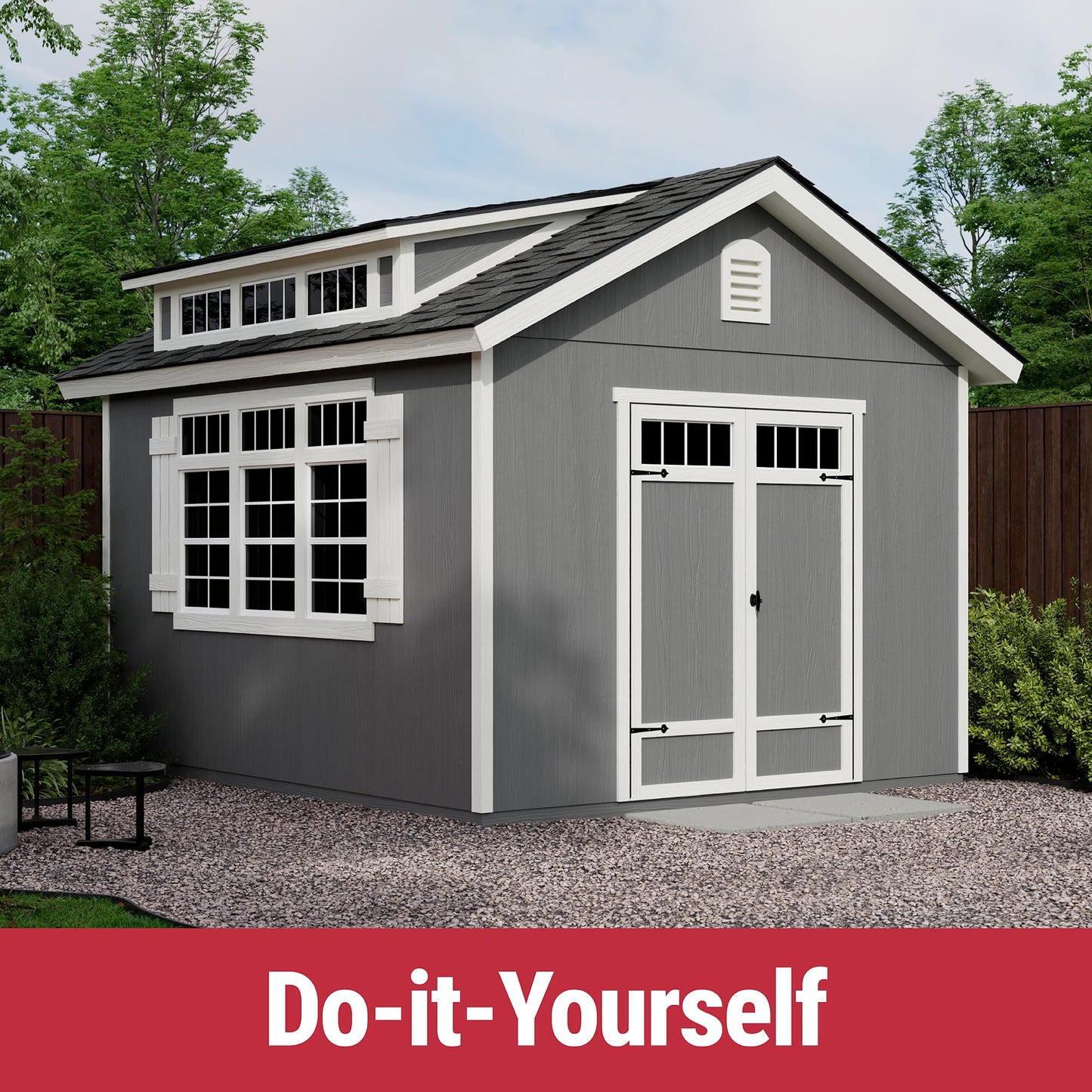 Handy Home Products Windemere 10x12 Do-it-Yourself Wooden Storage Shed with Floor, Beige
