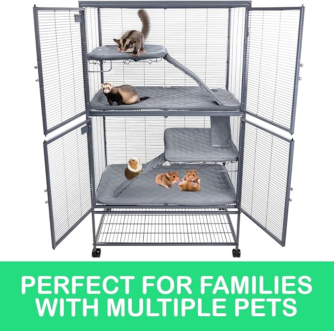 Ferret Cage Liners Cover with Bottom Pan Liner,Ramp Covers and Shelf Liners for Guinea Pigs Cage Bedding Rat Accessories for Cage Kit, Hedgehog,Rabbit Fancy Rat