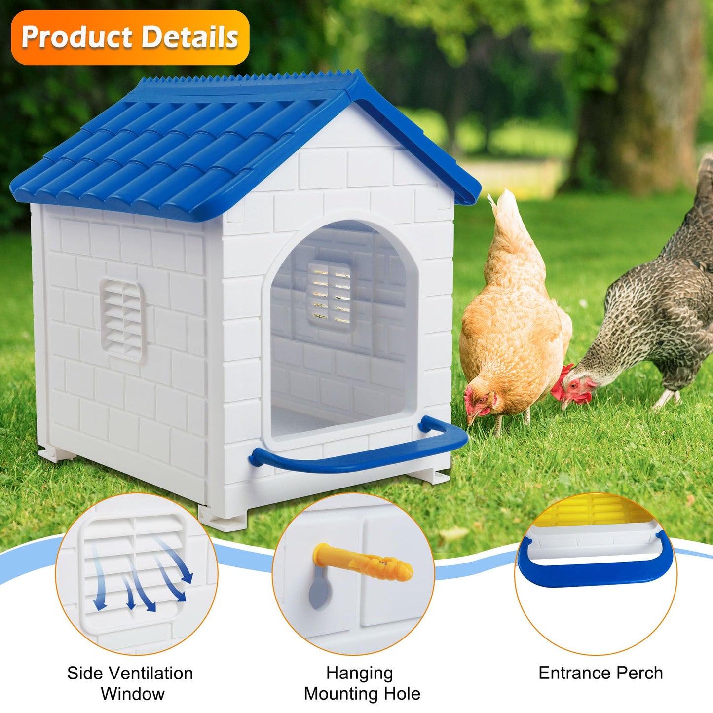 Nesting Boxes for Chicken, Plastic Single Compartment Chicken Nesting Box for Laying Eggs for Hens, Ducks and Poultry - Blue