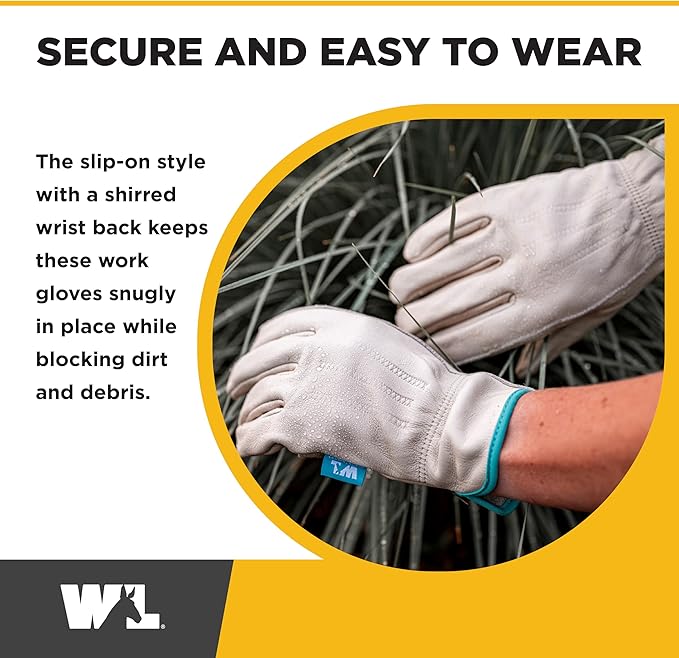 Wells Lamont Women's Water-Resistant Leather Work Gloves | Puncture Resistant, Reinforced, HydraHyde | Medium (1167M)