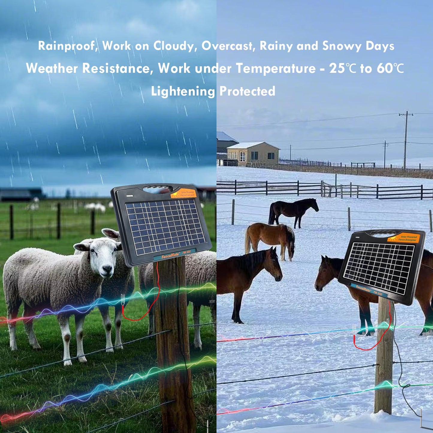 FenceMate Solar Powered Fence Charger 0.65J to 30 Miles for Containment of Livestock, Poultry or Hobby Farming, Portable Electric Fence Charger for Exclusion of Nuisance or Wild Animals Low Impedance