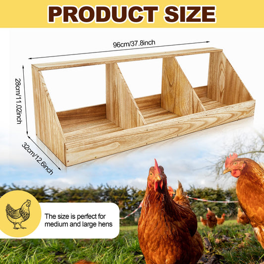 Thyle 1 Set Chicken Nesting Boxes 3 Compartment, Wood Chicken Laying Eggs Boxes Versatile Nesting Wall Mount for Hens Duck Poultry Coop Accessories