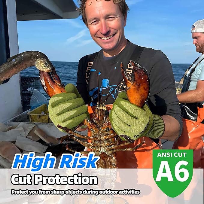 Schwer 120 Pairs ANSI A6 Cut Resistant Fishing Gloves, CR3009 Touchscreen Compatible Work Gloves for Men and Women, Non Slip, Ideal for Fishing, Hunting, Hiking, Cycling, DIY and Outdoor Activities, L
