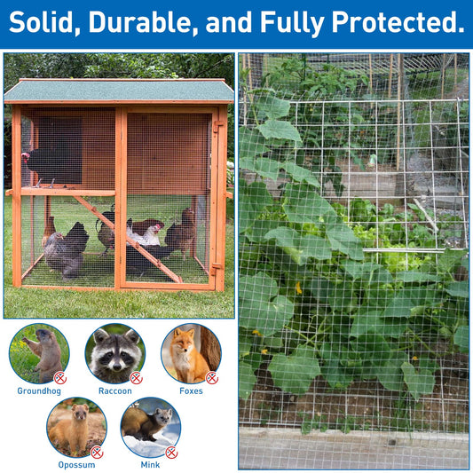 Hardware Cloth,Chicken Wire Fence,1/2 inch 16in x 6ft Galvanized Welded Cage Wire for Bird Wire Gopher Wire Rabbit Wire Snake Fence Poultry Netting Cage Screen