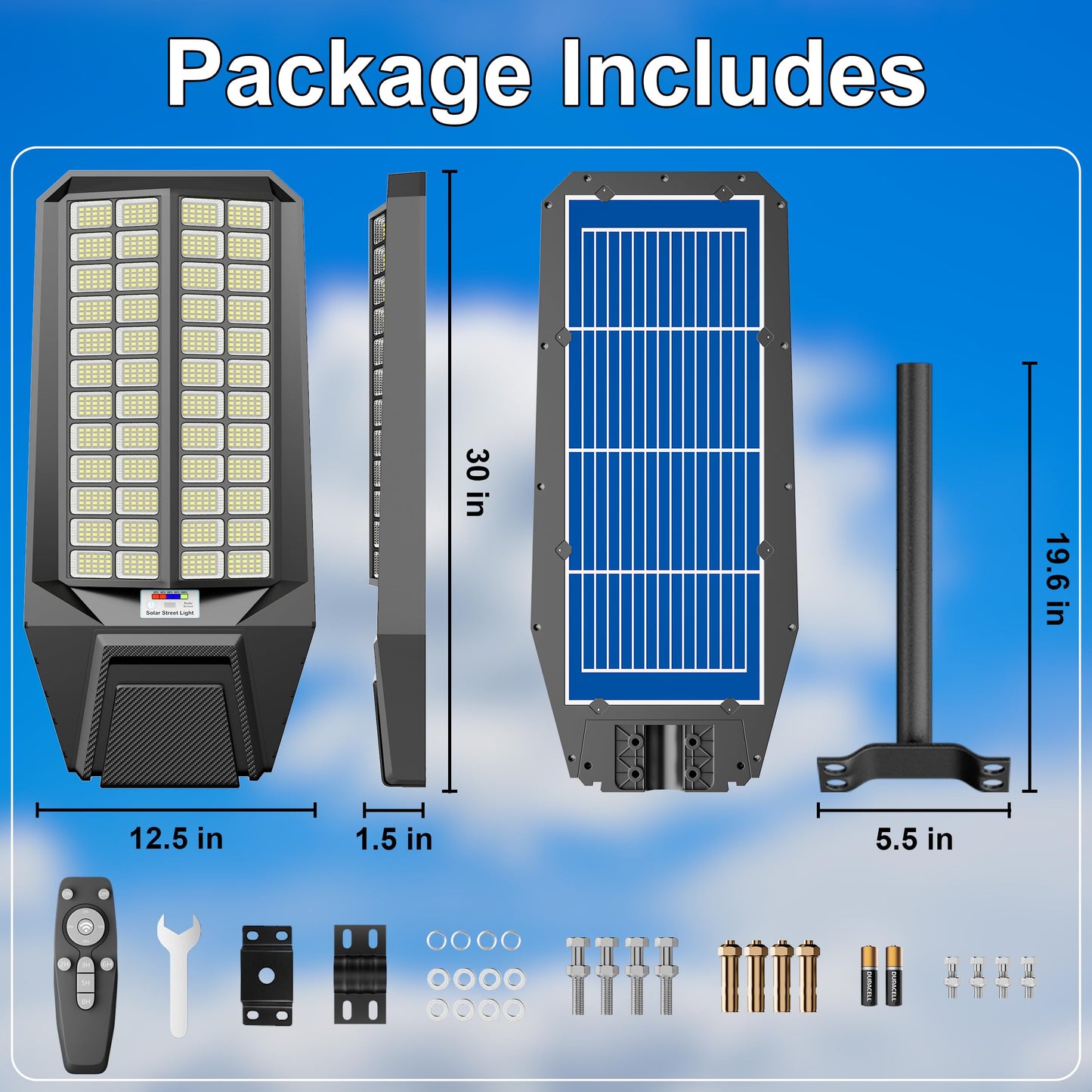 loyoele Utral-Large Solar Street Light, Flood Lights Outdoor,Waterproof Motion Sensor LED Lights,Dusk to Dawn with Remote, Solar-Powered Parking Lot Light,Commercial Area Lighting