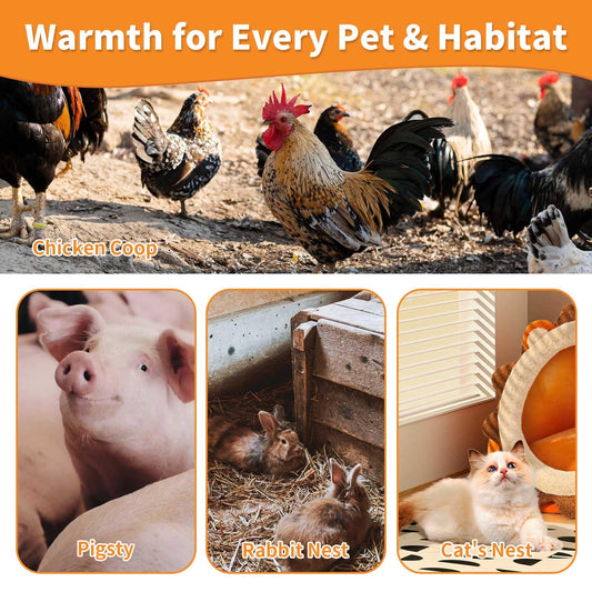 800W Dog House Heater, Wall-Mounted, 10ft Anti-Bite Cord, Waterproof, Overheat Protection, Outdoor Pet Heater for Chicken Coop, Kennels, Barns, and Rabbit Cages