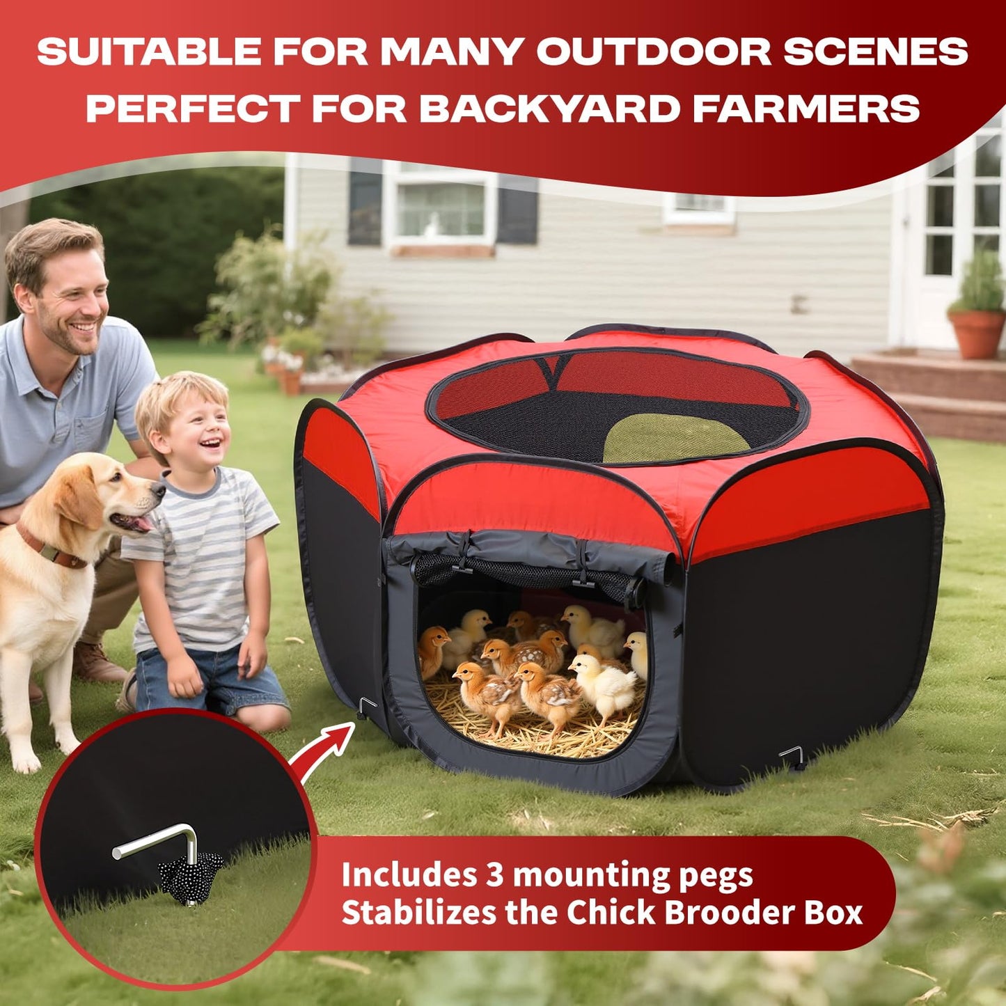 Chicken Brooder Box for Baby Chicks with Removable Floor Tray & Ventilated Design - Portable Baby Chicken Cage, Durable Chick Brooder Pen for Ducklings Turkey Poults