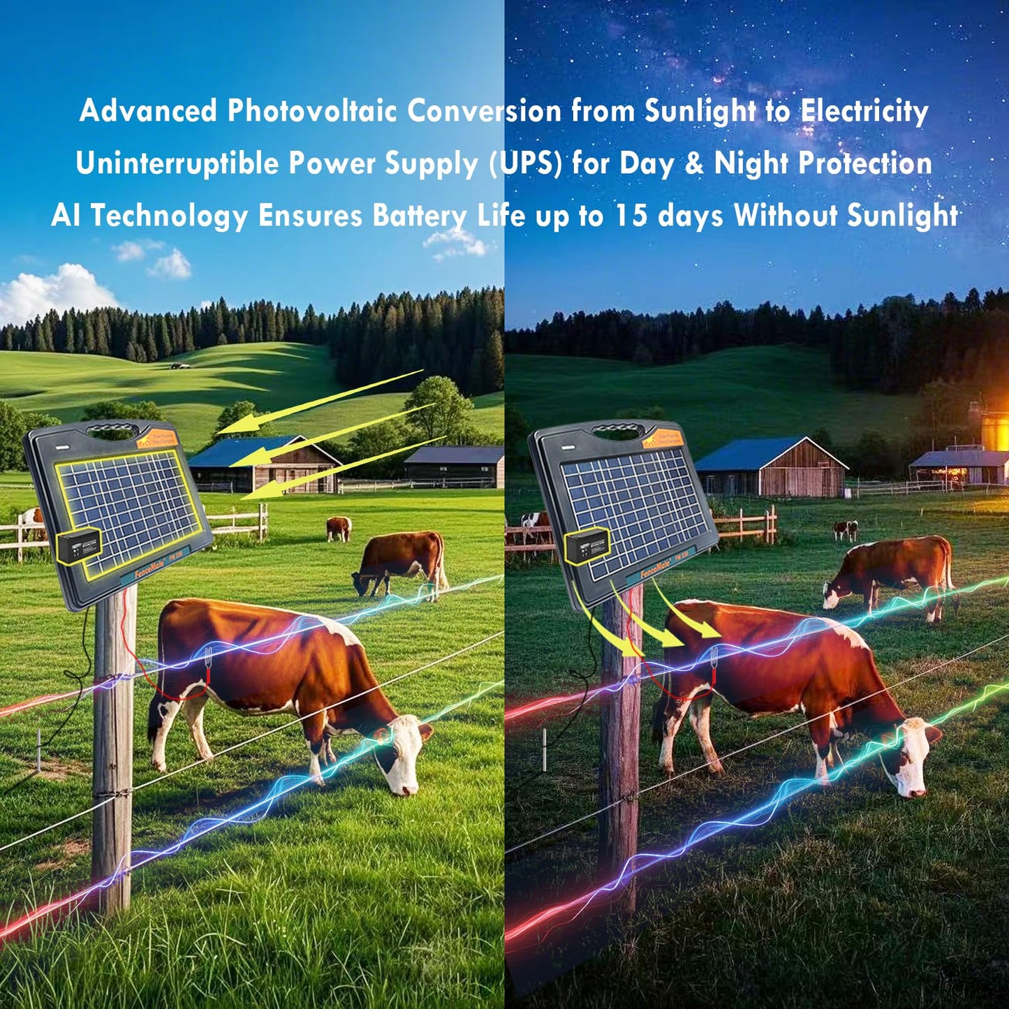 FenceMate Solar Powered Fence Charger 0.65J to 30 Miles for Containment of Livestock, Poultry or Hobby Farming, Portable Electric Fence Charger for Exclusion of Nuisance or Wild Animals Low Impedance