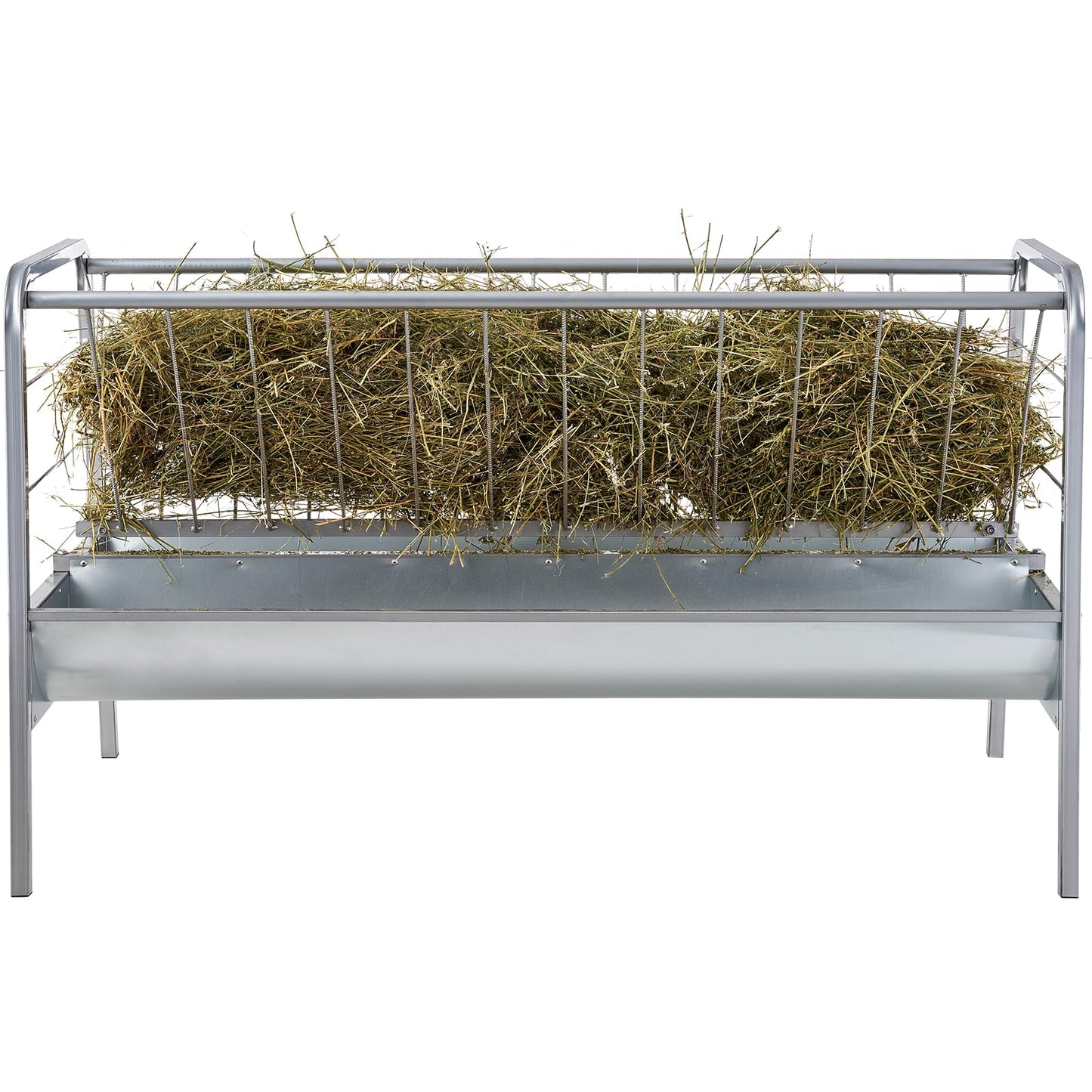 VEVOR 2 in 1 Livestock Hay Feeder, 80-Gallon Capacity, 59" Long Goat Hay Feeder with Deeper Feeding Pan, Heavy Duty Steel for Sheep Farms Sheds