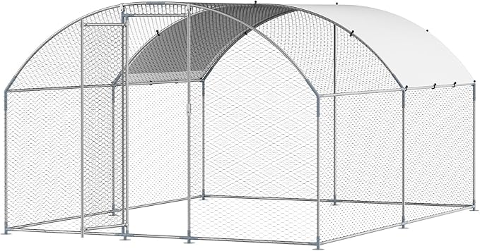 VEVOR Large Metal Chicken Coop with Run, 13.1 x 9.8 x 6.5 ft Walkin Chicken Coop for Yard with Waterproof Cover, Dome Roof Large Poultry Cage for Hen House, Duck Coop and Rabbit Run