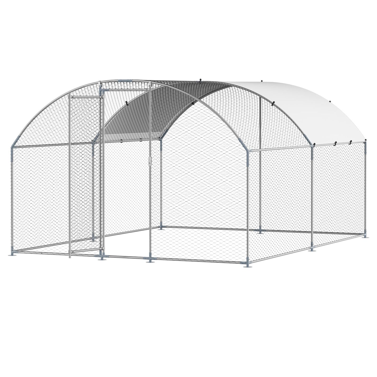 VEVOR Large Metal Chicken Coop with Run, 13.1 x 9.8 x 6.5 ft Walkin Chicken Coop for Yard with Waterproof Cover, Dome Roof Large Poultry Cage for Hen House, Duck Coop and Rabbit Run