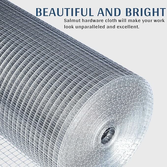 Hardware Cloth 1/4 in. x 2 ft. x 100 ft. 23-Gauge, Galvanized Wire Mesh Roll, Chicken Wire Fencing, Gopher Wire, Garden Fence, Rodent Mesh, Wire Mesh Fence Roll, Rabbit Wire