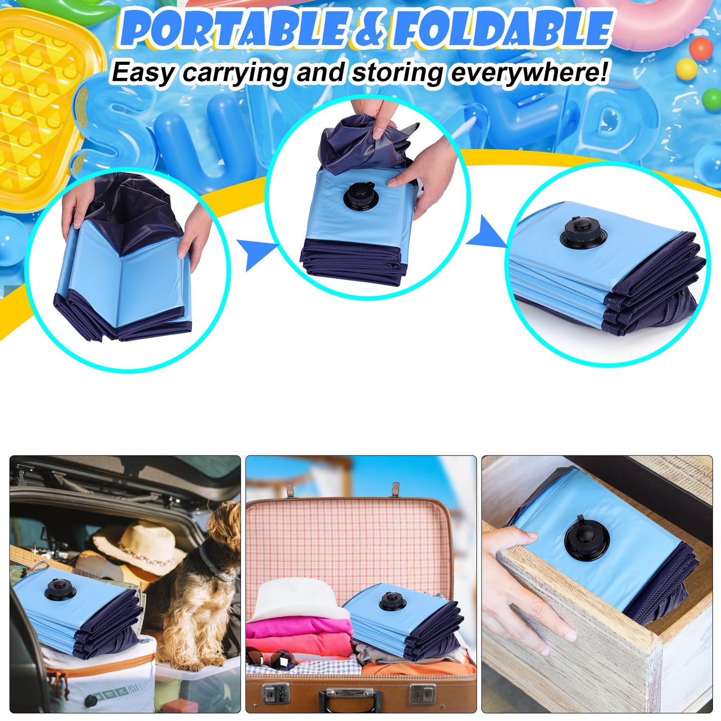 Mity rain Duck Pool, Collapsible Bath Tub for Duck Cooling, High Density Board Pool for Ducks Dogs Cats Kids Swimming 31.5in * 7.8in