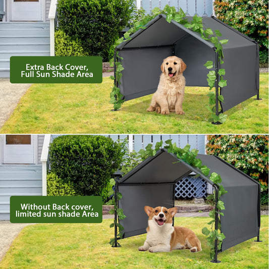 Large Dog Shade for Outside - LitaiL Outdoor Dog Kennel for Small Dogs, 4.1'x4.1'x3.6' Outdoor Sun Rain Canopy Pet House, Waterproof Pet Canopy Shelter for Small Animals