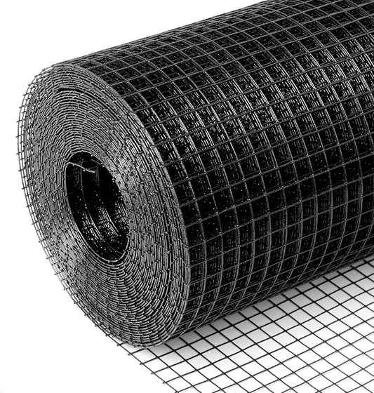 Black Hardware Cloth 1/2inx48inx100ft, 19GA, Chicken Wire Fencing Roll, Black Chicken Wire Mesh, Vinyl PVC Coated Welded Wire Mesh for Chicken Coop Barrier, Rabbit Snake Poultry Fences