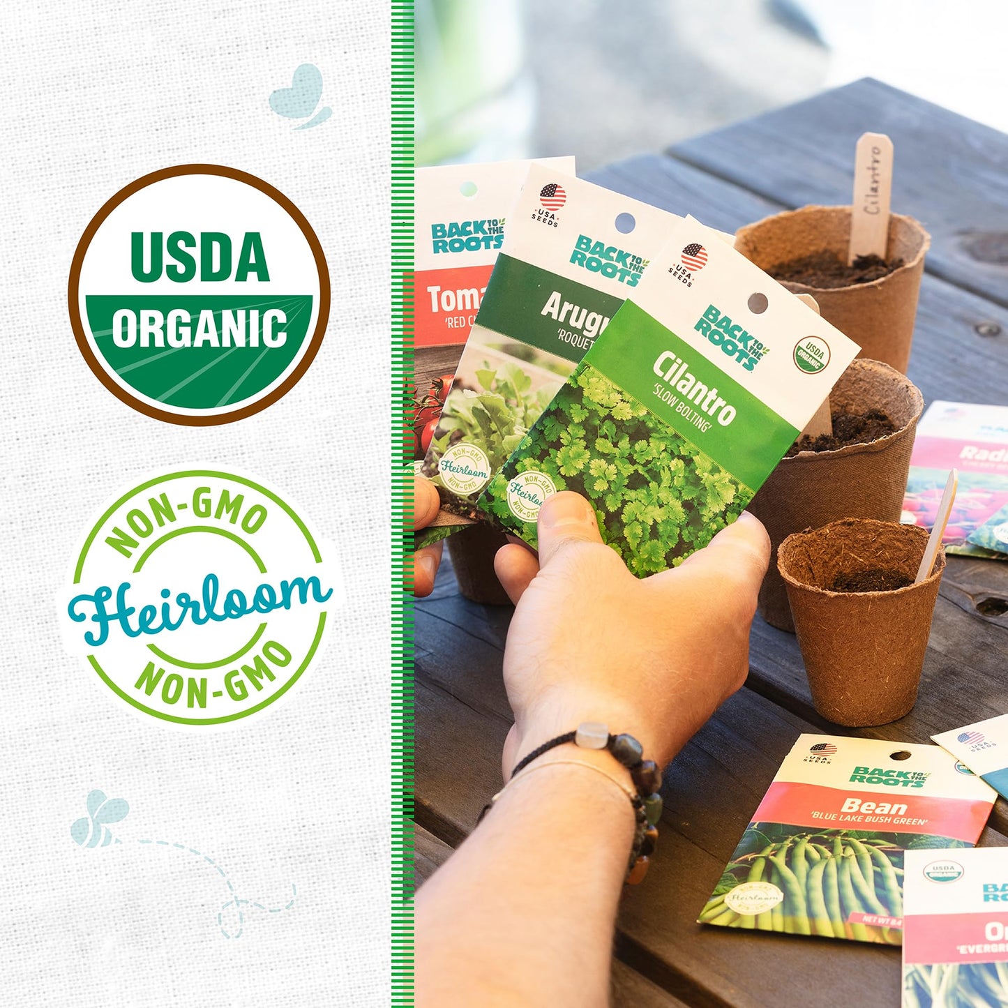 Back to the Roots 100% Organic, Non-GMO Seeds | Variety 30-Pack | Top Herb, Fruit, and Veggies | Guaranteed to Grow