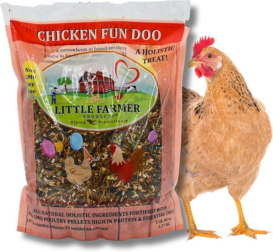 Chicken Fun-DOO Non-GMO, Soy-Free Chicken Treat | Premium Poultry Mealworm, Vegetable & Herb Mix (5 lbs)