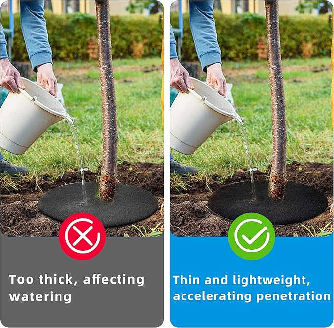 EBaokuup 4 Pack 32.3 Inch Non-Woven Tree Mulch Ring - Degradable Tree Protector Mat, Reusable Tree Weed Barrier Mat for Weed Control Root Protection