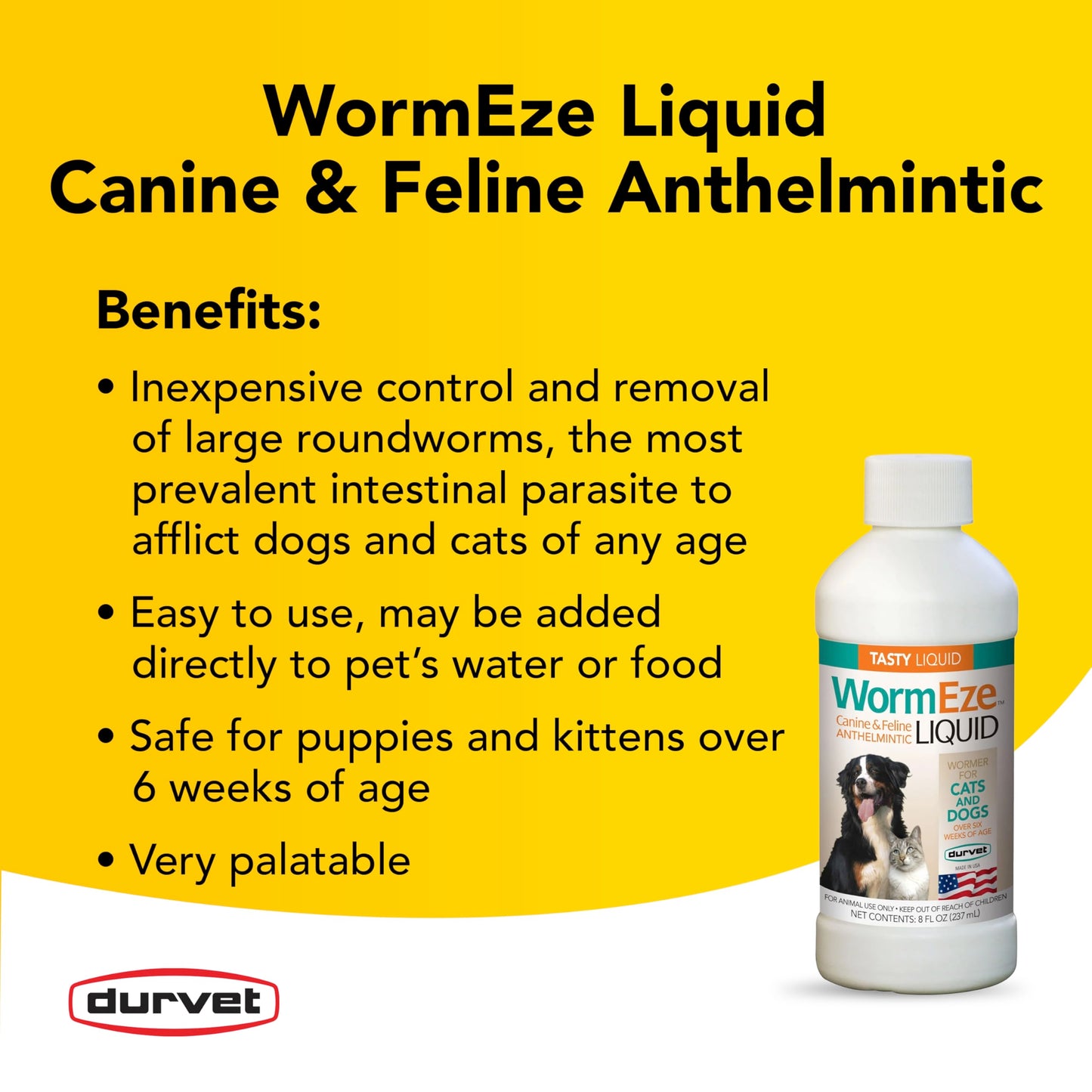 Durvet WormEze Liquid Canine & Feline Antihelmintic, 8 oz