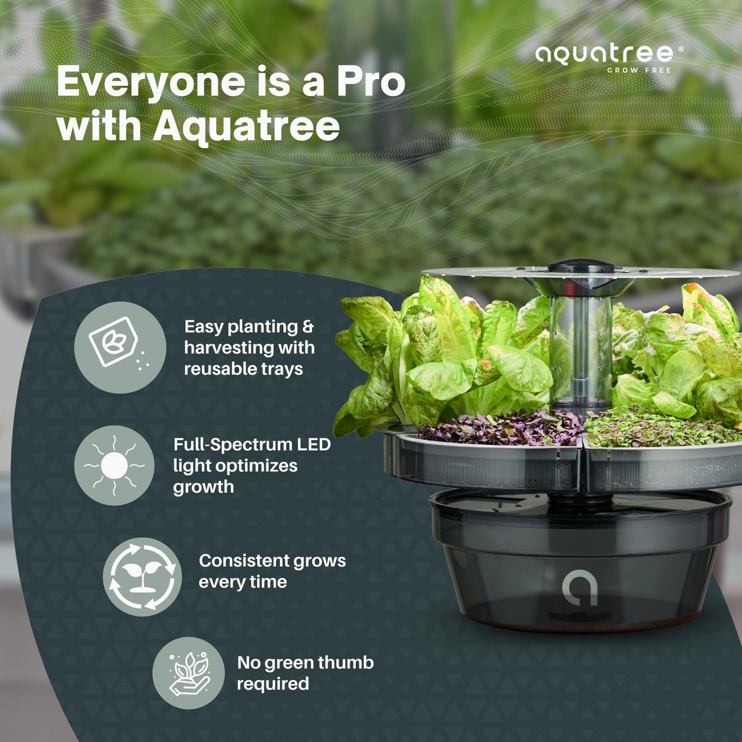 AQUATREE ATL1 Hydroponic Growing System Kit Garden Indoor Tabletop Garden Planter Tower with Self Watering & LED Light - Hydroponic Microgreens, Lettuce, Herbs, Sprouts in Your Home & Kitchen