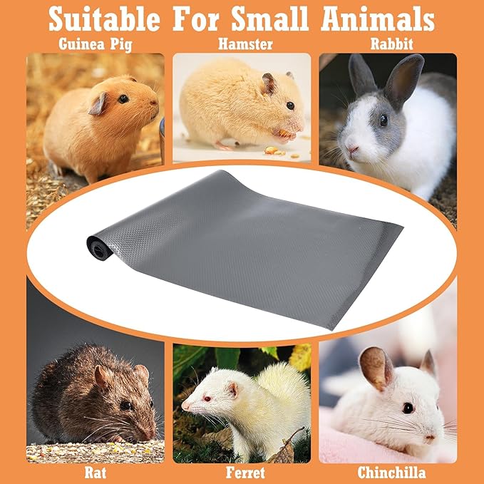 Hamiledyi Guinea Pig Cage Liner Reusable Guinea Pig Bedding Easily Cut to Suit Cage Washable and Anti Slip Guinea Pig Pee Pads for Small Animal Hamster Rat Rabbit Chinchillas (18" x 79" Gray)