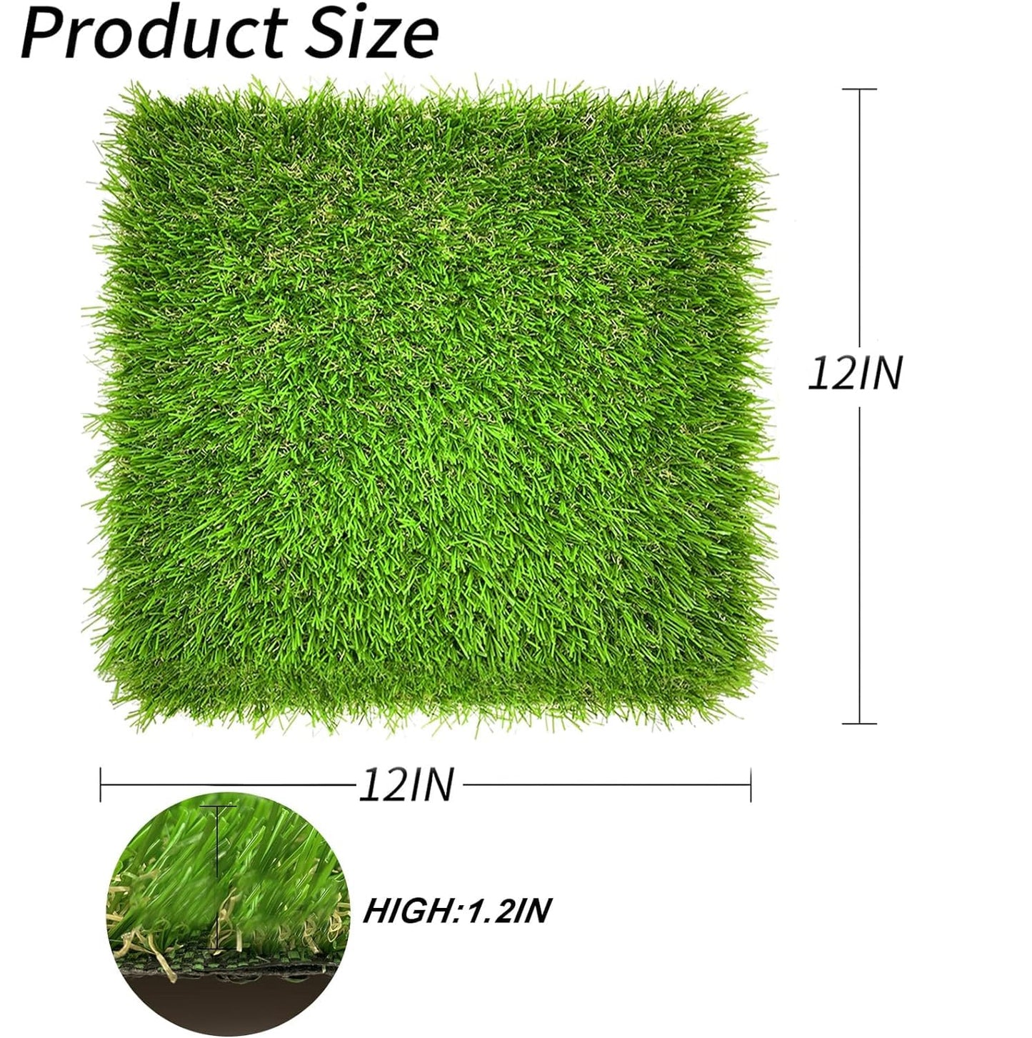 Irieiply 6 Pack 12"x12"x1.2" Chicken Nesting Pads for Laying Eggs, Washable Artificial Grass Carpet Synthetic Turf Mat Nest Box Bedding for Chicken Coop
