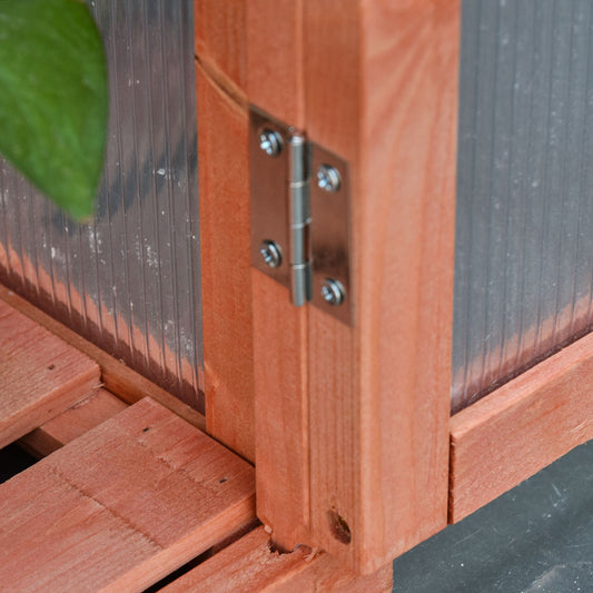 Outsunny 32" x 19" x 54" Garden Wood Cold Frame Greenhouse Flower Planter with Adjustable Shelves, Double Doors, Orange