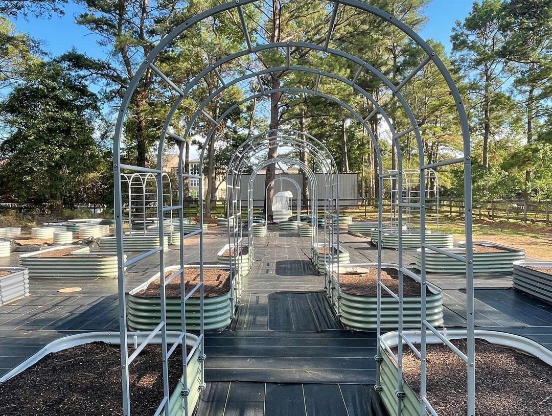 17" Tall 9 in 1 Raised Garden Bed Twin Pack and 6.0' Long Arched Trellis, Pearl White